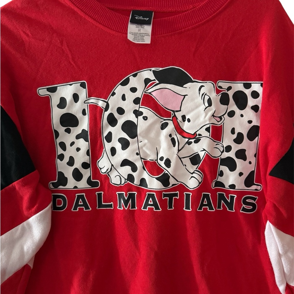 Vintage Disney 101 Dalmatians Colorblock Crewneck Sweatshirt Red Black White - Picture 3 of 5